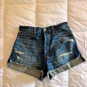 Abercrombie and Fitch indigo Destroyed Jean Shorts